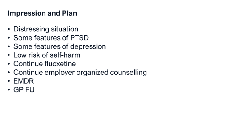 Presentation slide example showing a patient's medical history