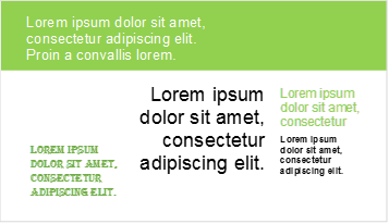 PowerPoint slide with text placed at random in different fonts, sizes and colours