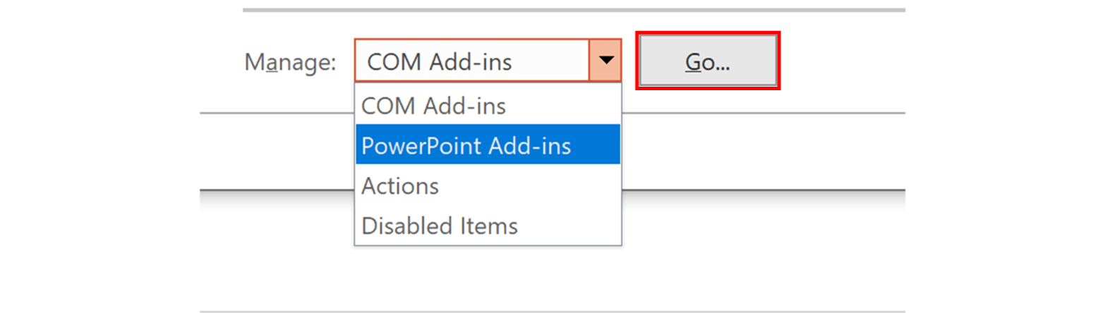 Screenshot der Verwaltung von PowerPoint-Add-Ins