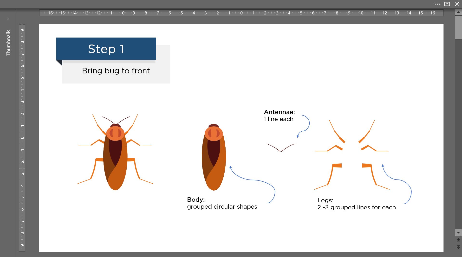 Create bug using PowerPoint shape and line tools