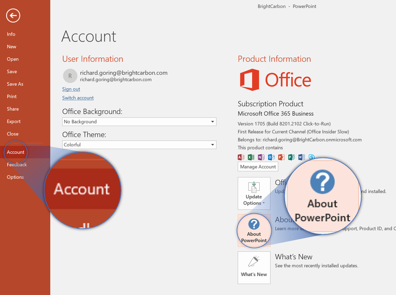 PowerPoint Account About