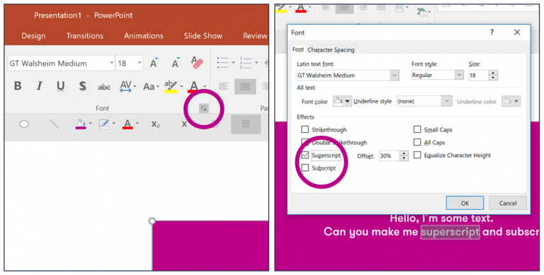 How to make text superscript and subscript in PowerPoint | BrightCarbon