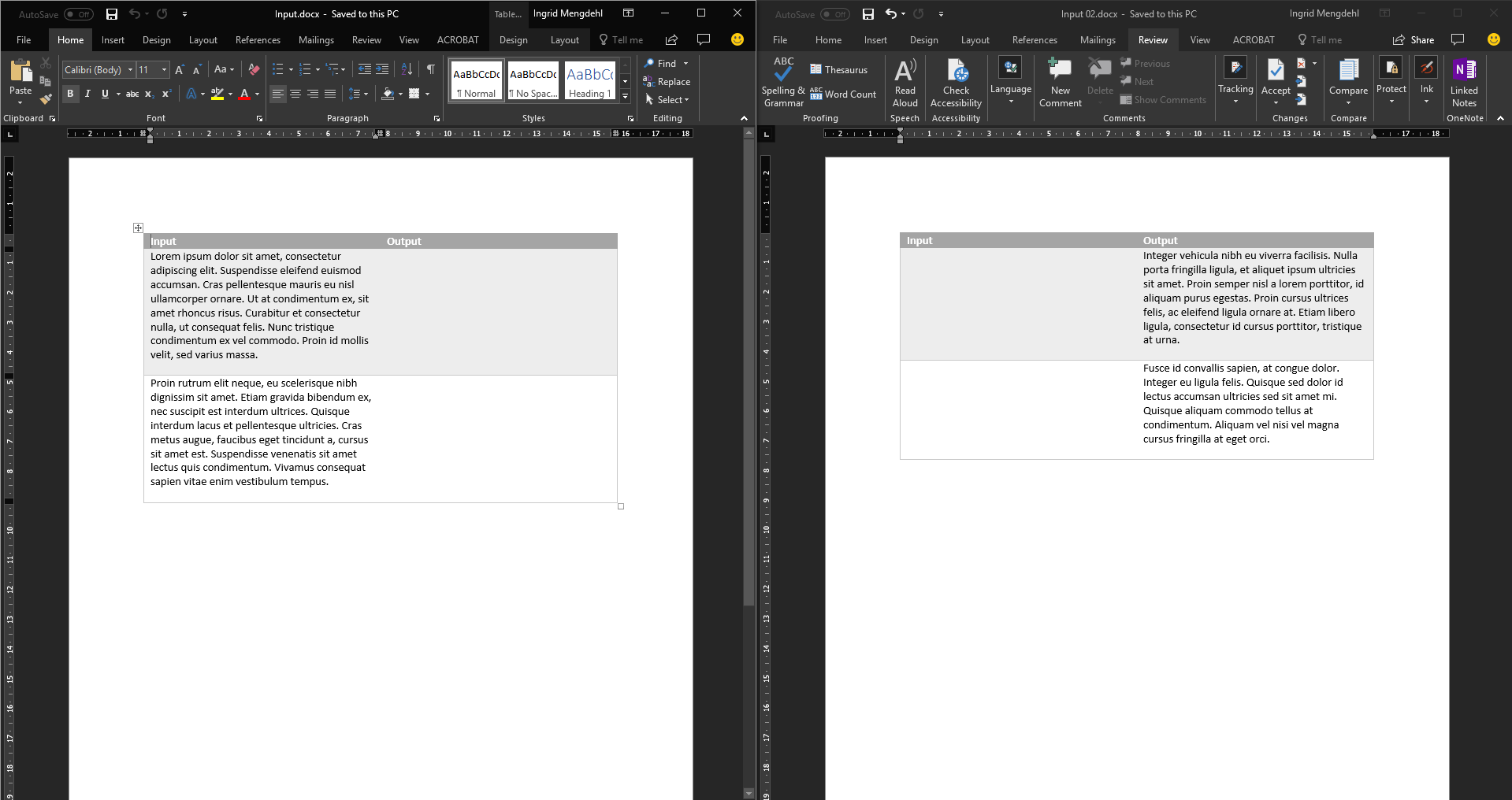 Merge two versions of a document