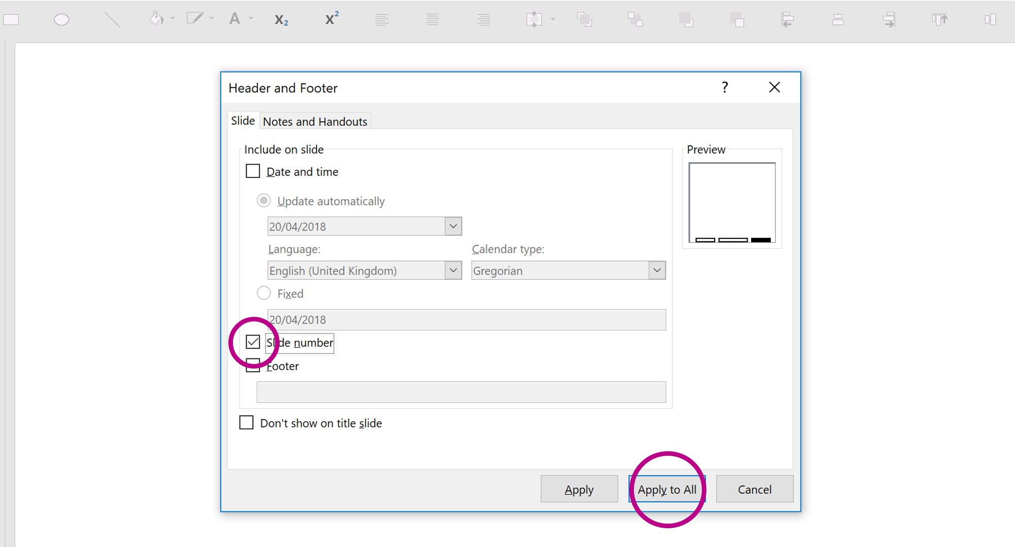 add slide numbers in powerpoint