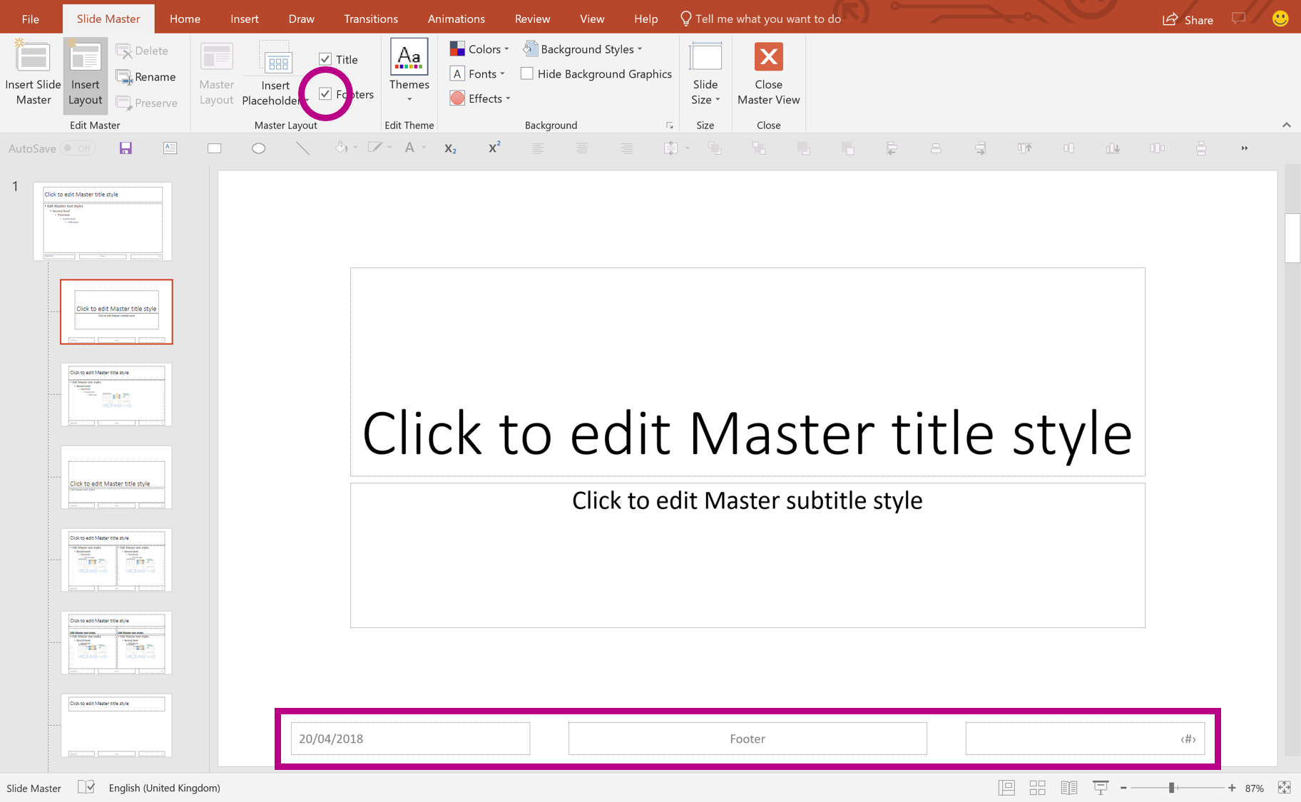 add slide numbers in powerpoint