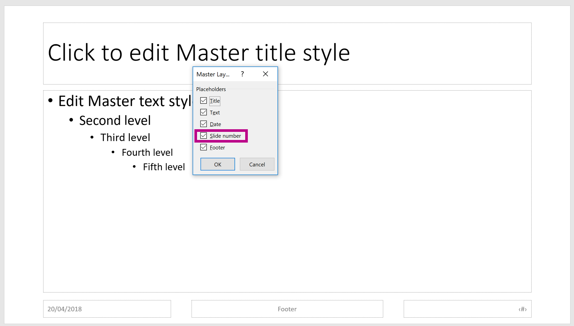 add slide numbers in powerpoint