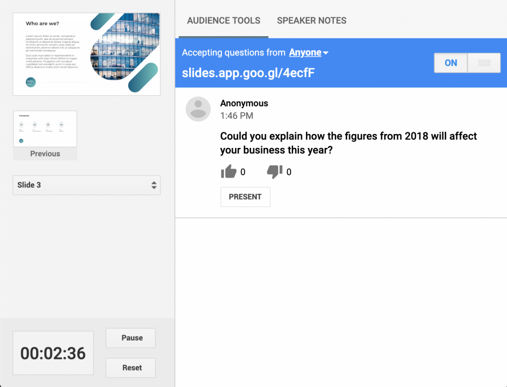 Google Slides features