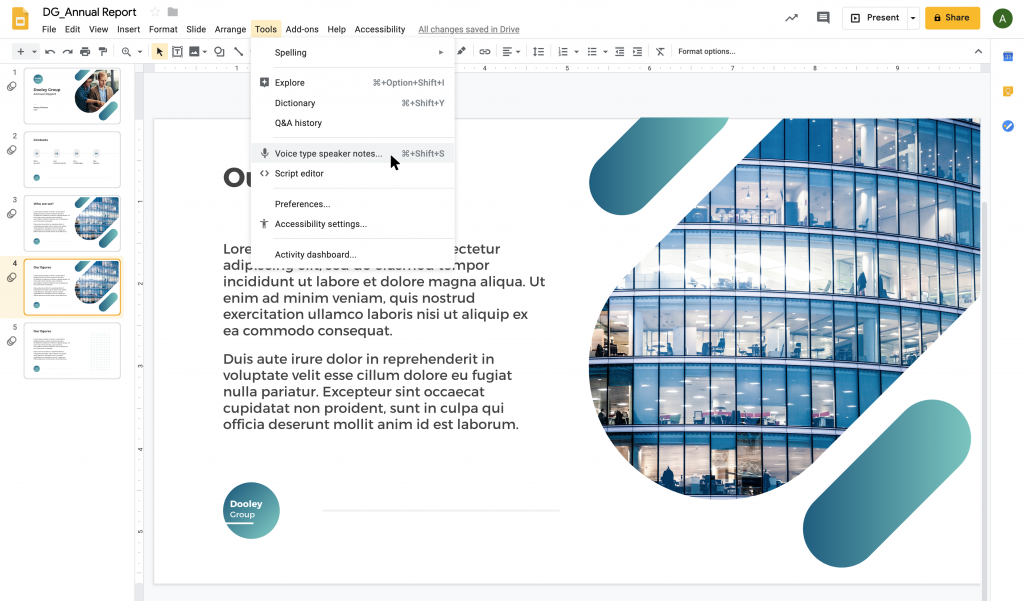 Google Slides features