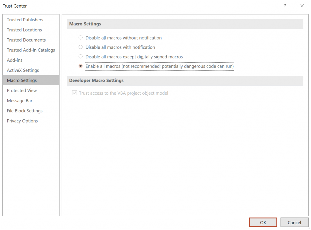 BrightCarbon PowerPoint Trust Center Settings for Macros