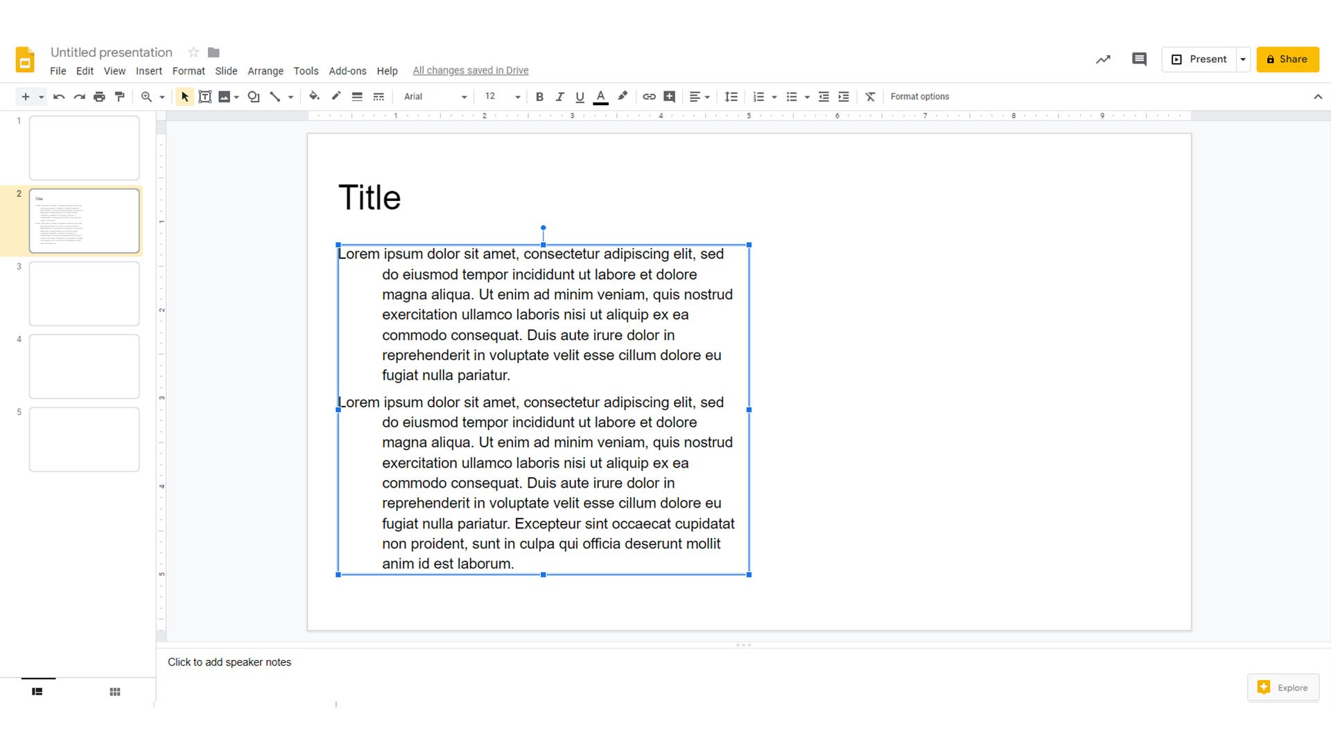 How to add a hanging indent in Google Slides finished example