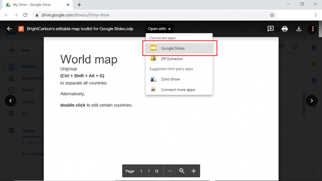 Editable map for Google Slides BrightCarbon