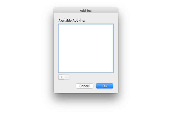 Add-ins window for PowerPoint Mac