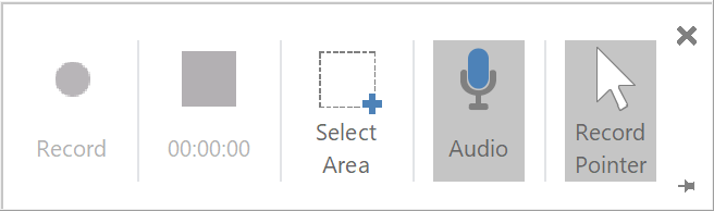 Microsoft PowerPoint Screen Recording Control Dock before recording