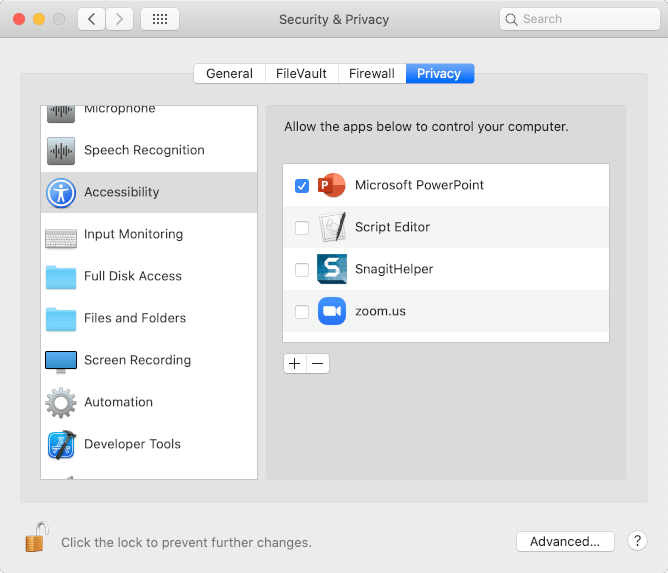 macOS Gatekeeper Accessibility screenshot