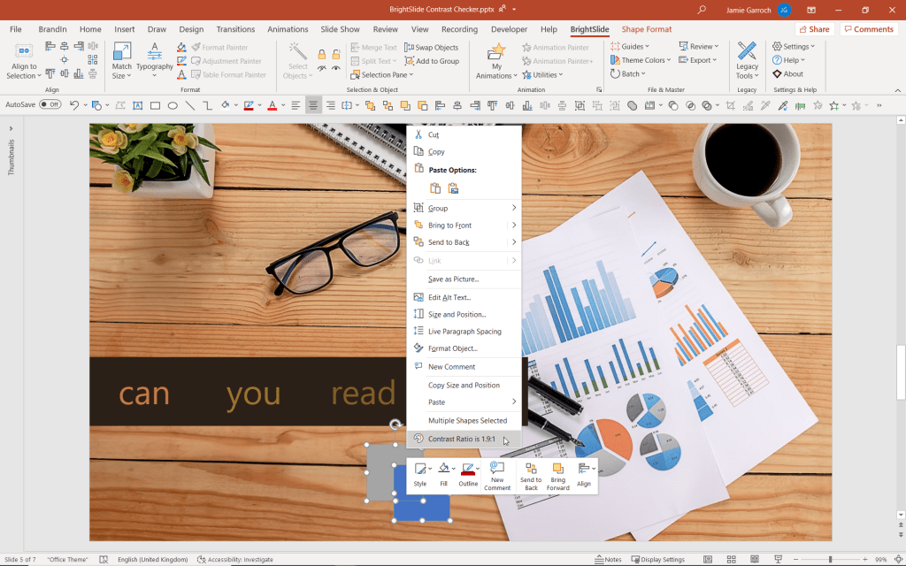 Free color contrast checker for PowerPoint | BrightCarbon
