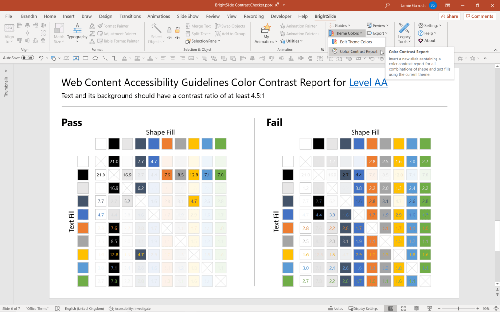 Free color contrast checker for PowerPoint BrightCarbon