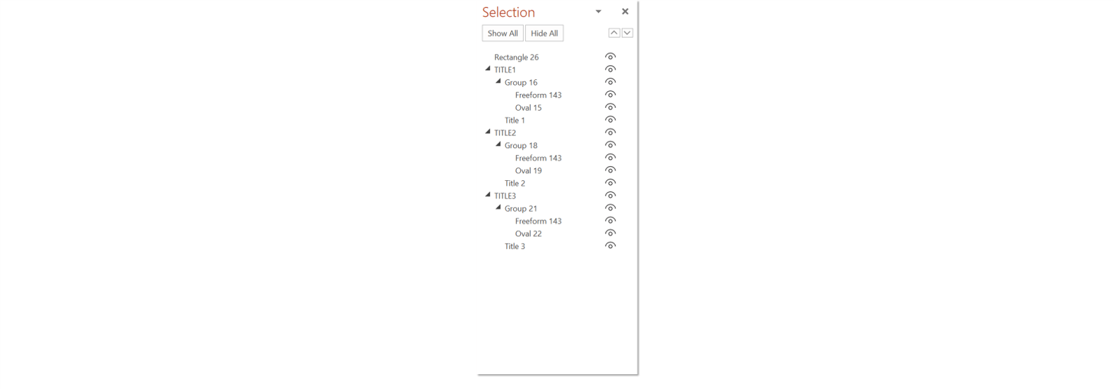 Screenshot of the Selection Pane in PowerPoint 
