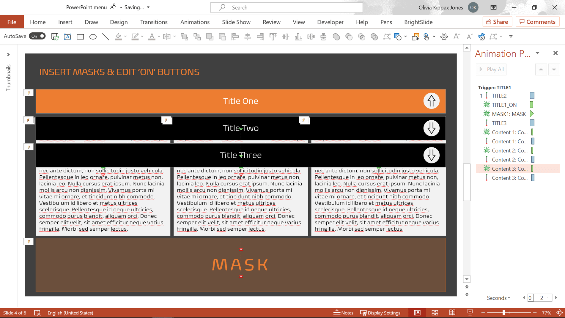 Screenshot of PowerPoint showing a drop-down menu. the top title bar is orange. 