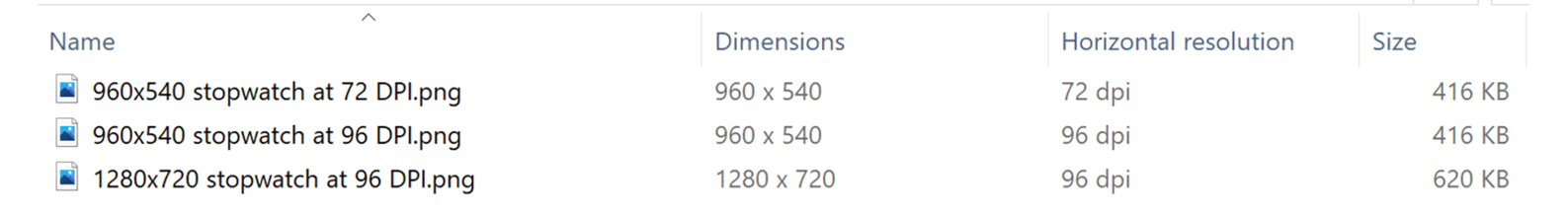 powerpoint slide size photoshop in pixels screenshot of picture sizes in Windows Explorer