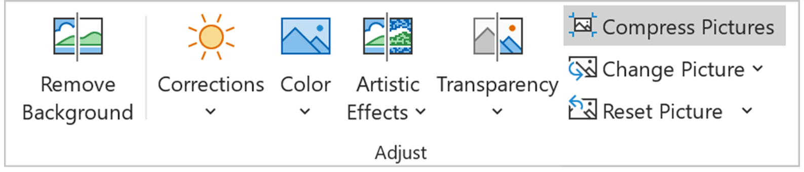 screenshot of PowerPoint Format Picture tab Adjust group