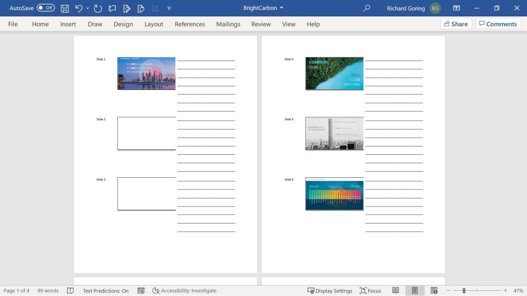How to print multiple slides on one page brightcarbon