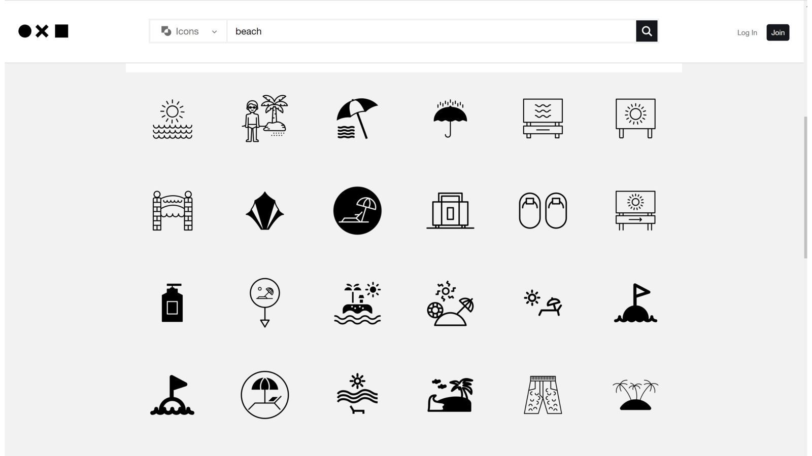 screenshot of the noun project website