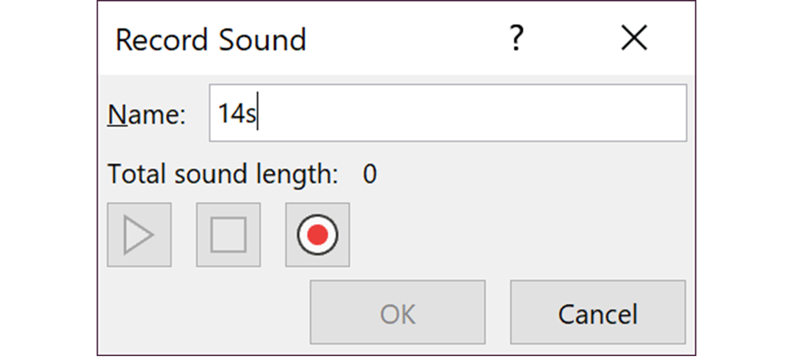 PowerPoint Record Sound dialog