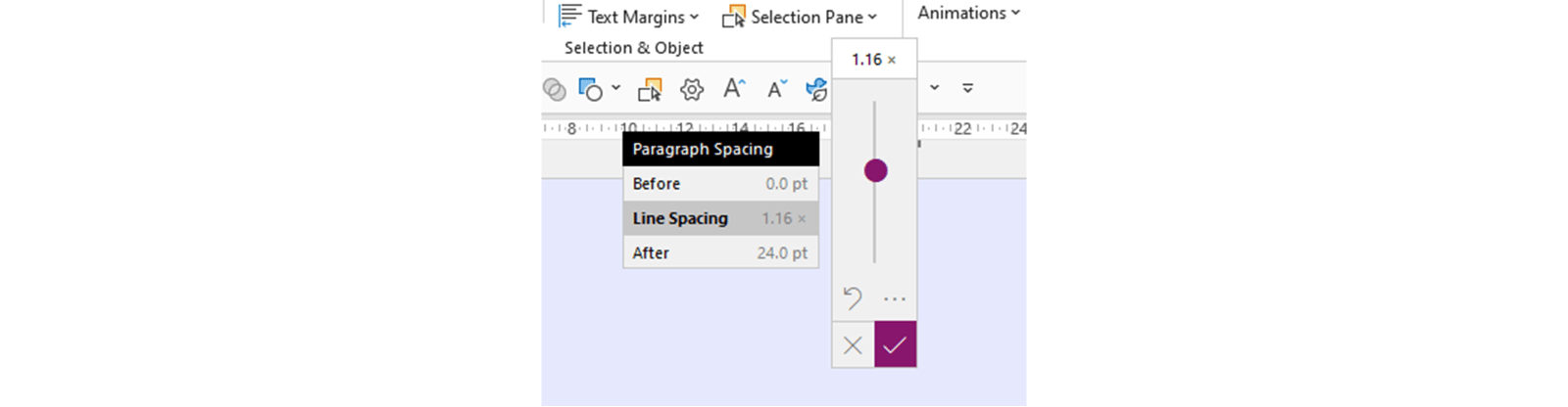 Screenshot of BrightSlide linespacing tool