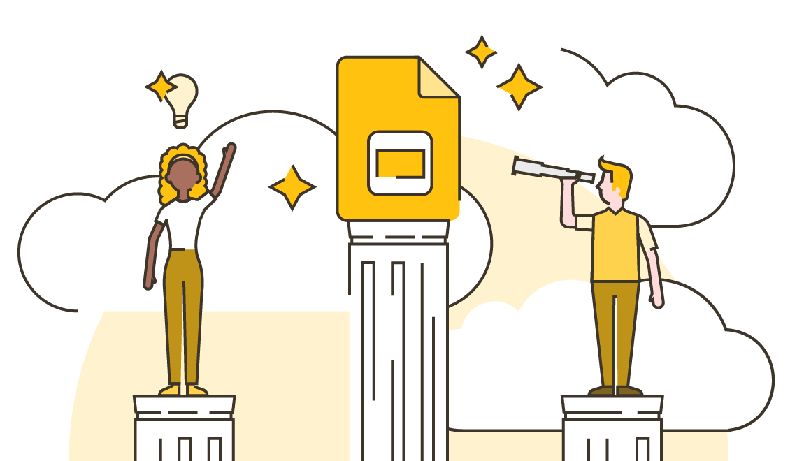 google slides interface showing slide navigator panel with multiple slide thumbnails and layout options