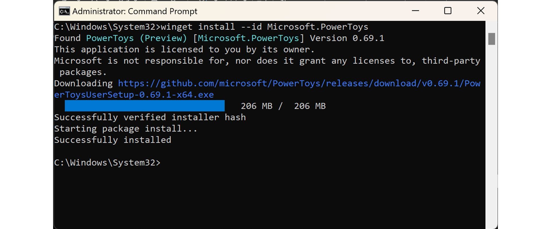 Commpand Promt pop up installing PowerToys