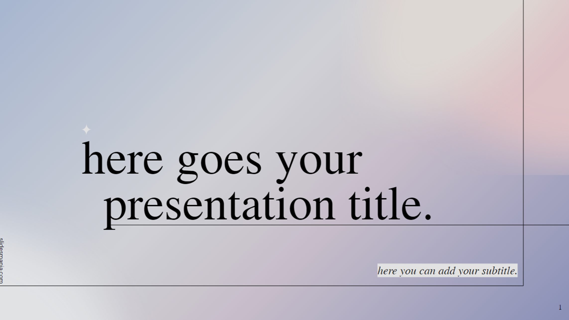 title slide for template, very soft purple gradient background with serif font. 