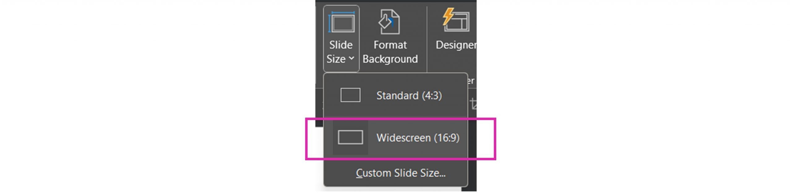 Screenshot, Slide Slide drop-down in PowerPoint