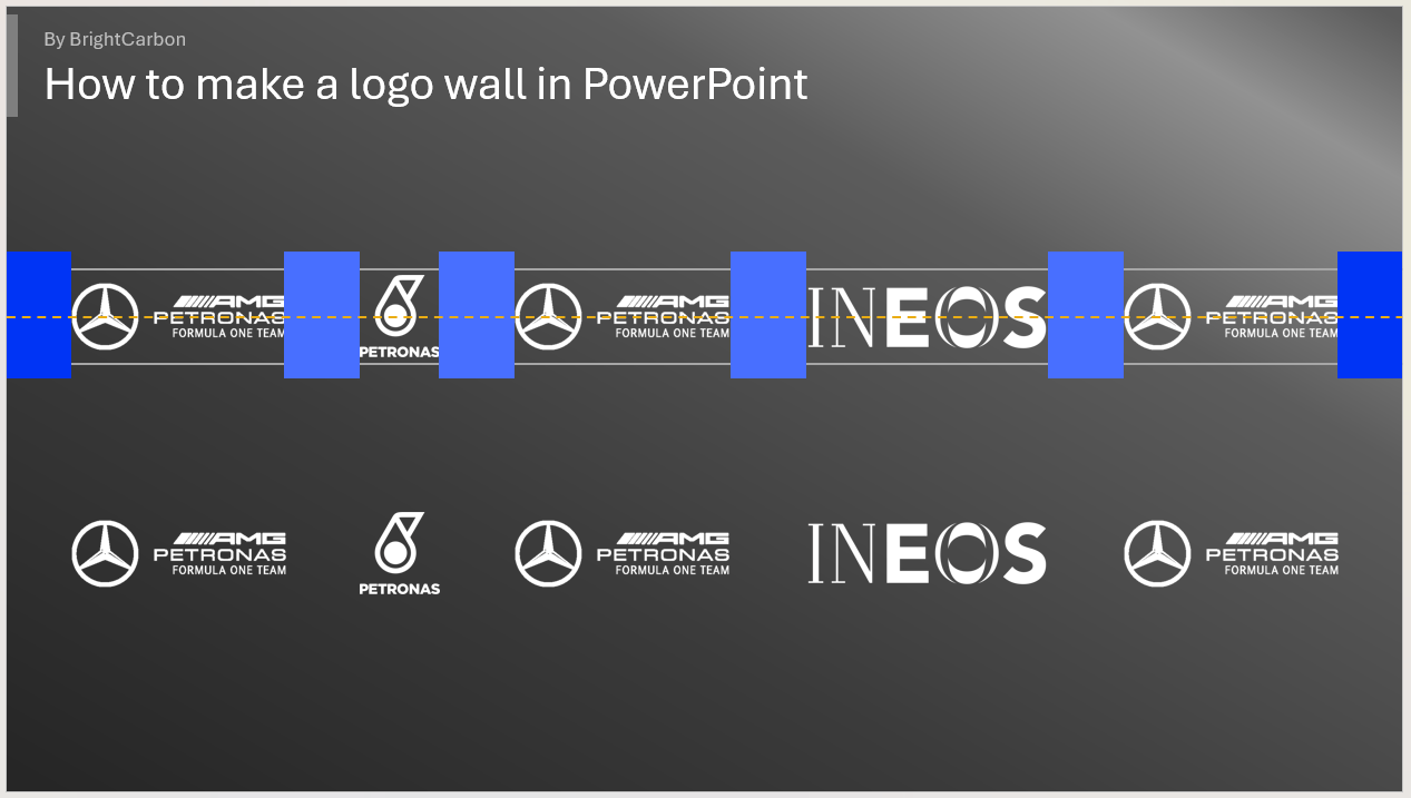 Logos manually aligned and distributed by way of manual spacers and guides