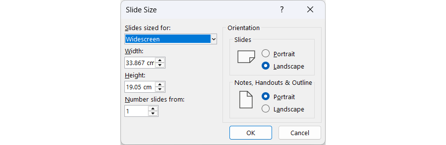 PowerPoint Slide Size dialog (screenshot)