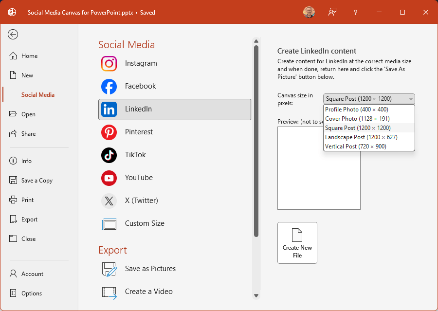 Social Media Canvas - New File - screenshot