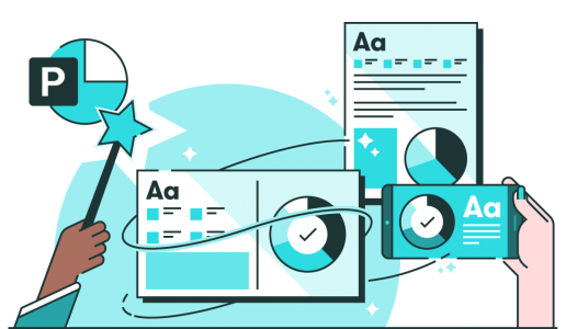 magic wand turning a powerpoint slide into a video and a document