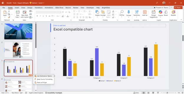 Screenshot of a slide in PowerPoint linked to a light-coloured slide master