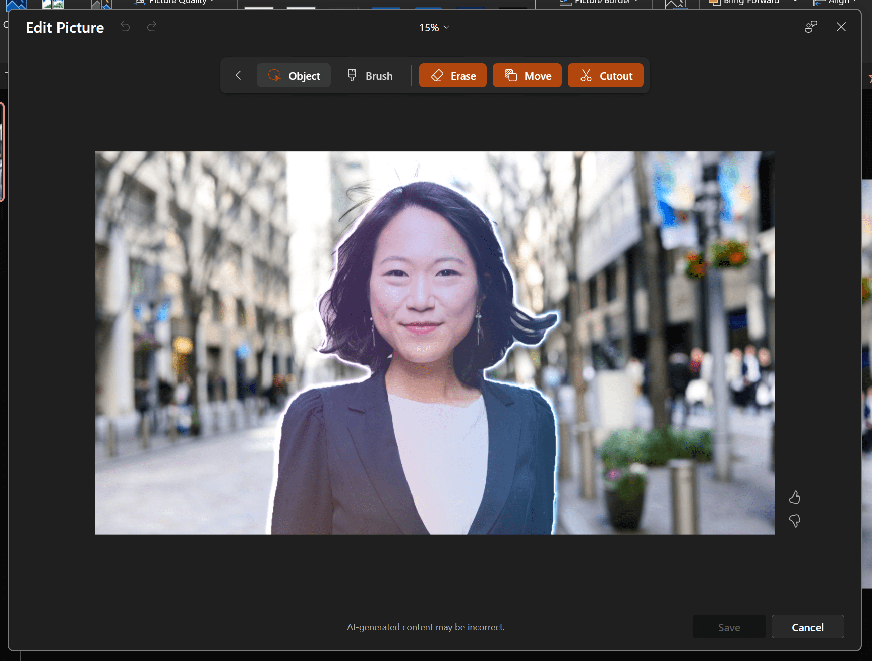 screenshot showing the Erase feature of the Edit Picture tool in PowerPoint