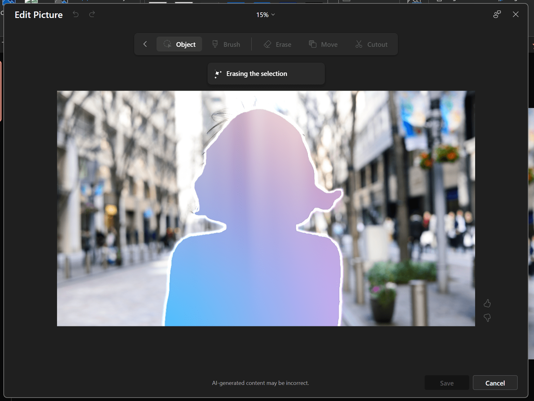 screenshot showing the Erase feature of the Edit Picture tool in PowerPoint