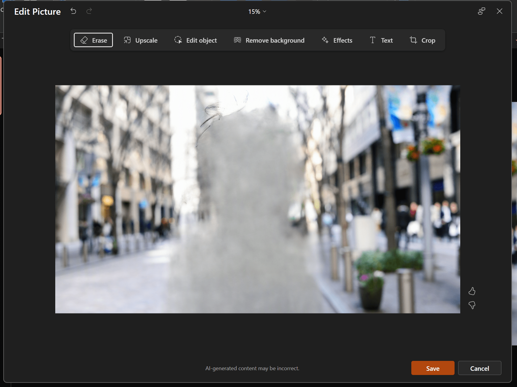 screenshot showing the Erase feature of the Edit Picture tool in PowerPoint