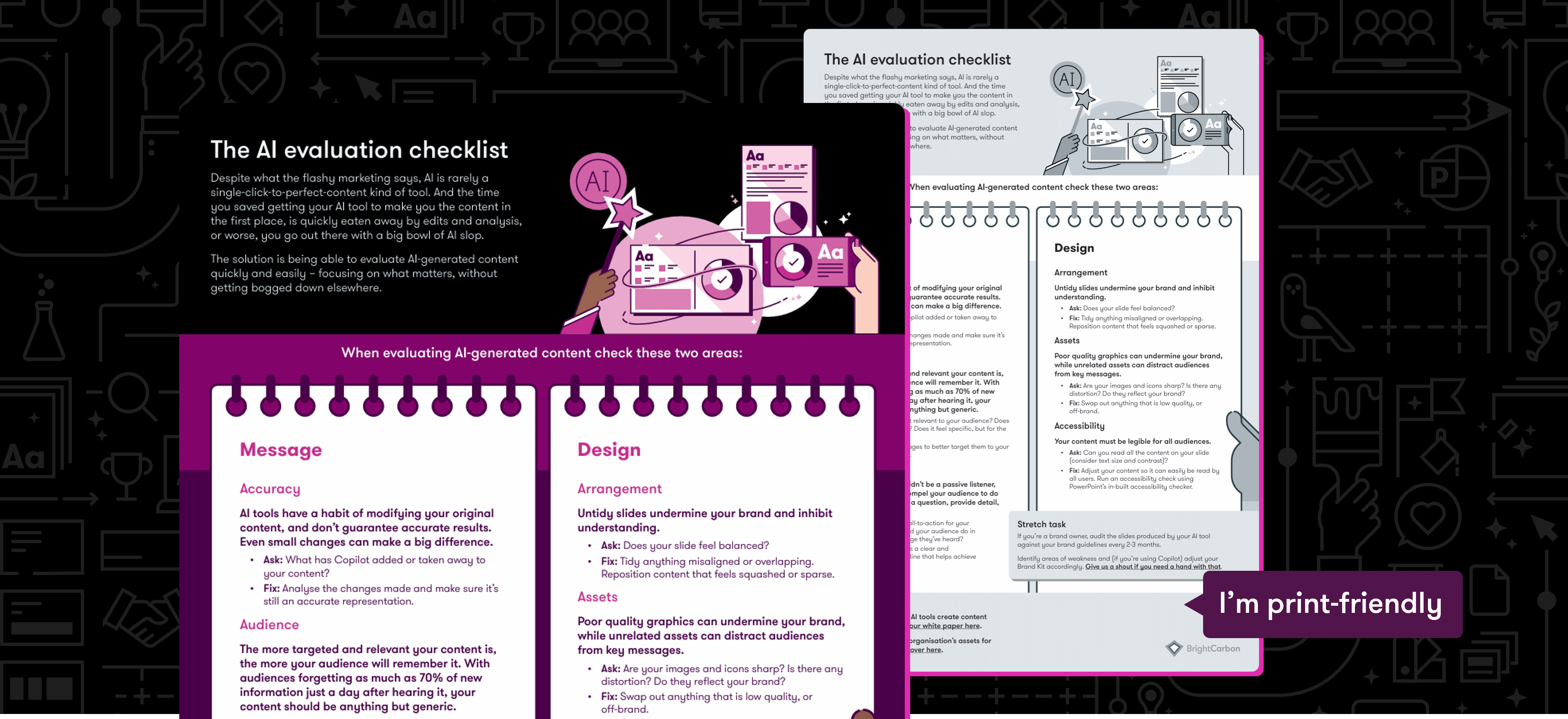 screenshots of the AI evaluation framework for presentation creators